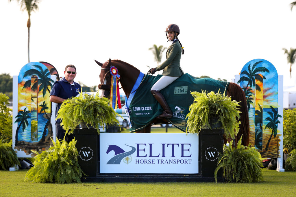 Alannah Wagstaff & Great Thing presented as winners of the 1.35m Open Jumper Stake, sponsored by Elite Horse Transport. © Cassidy Klein