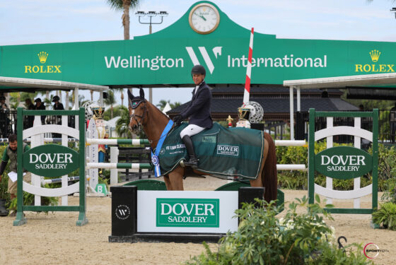 Jimmy Torano (USA) and Kochio Z are presented as winners of the $32,000 Dover Saddlery CSI4 1.50m Speed. Photo © Sportfot