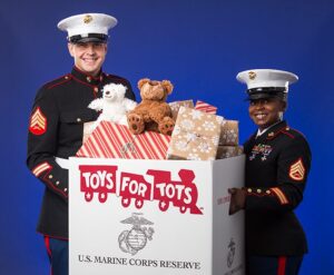 marines posing with toys